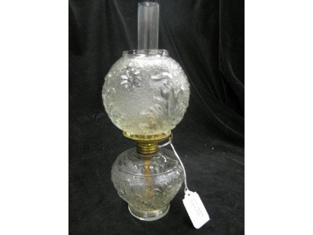 Appraisal: Miniature Oil Lamp with matching shade sandwich style floral design