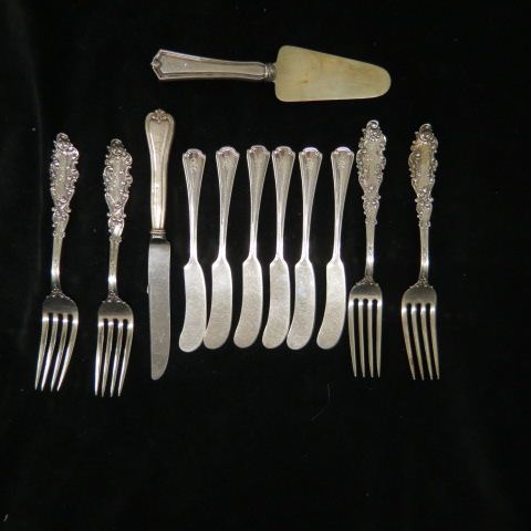 Appraisal: pcs Sterling Silver Gorham forks Wallace butters sterling handled items