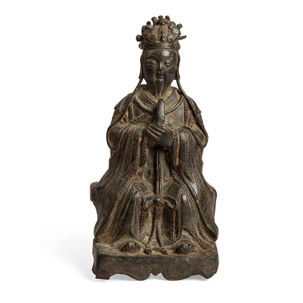 Appraisal: BRONZE SCULPTURE OF A DAOIST DIETY MING DYNASTY case seated