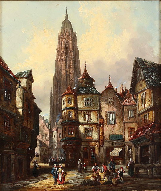 Appraisal: HENRY SCHAFER - 'FRANKFURT' oil on canvas signed with a