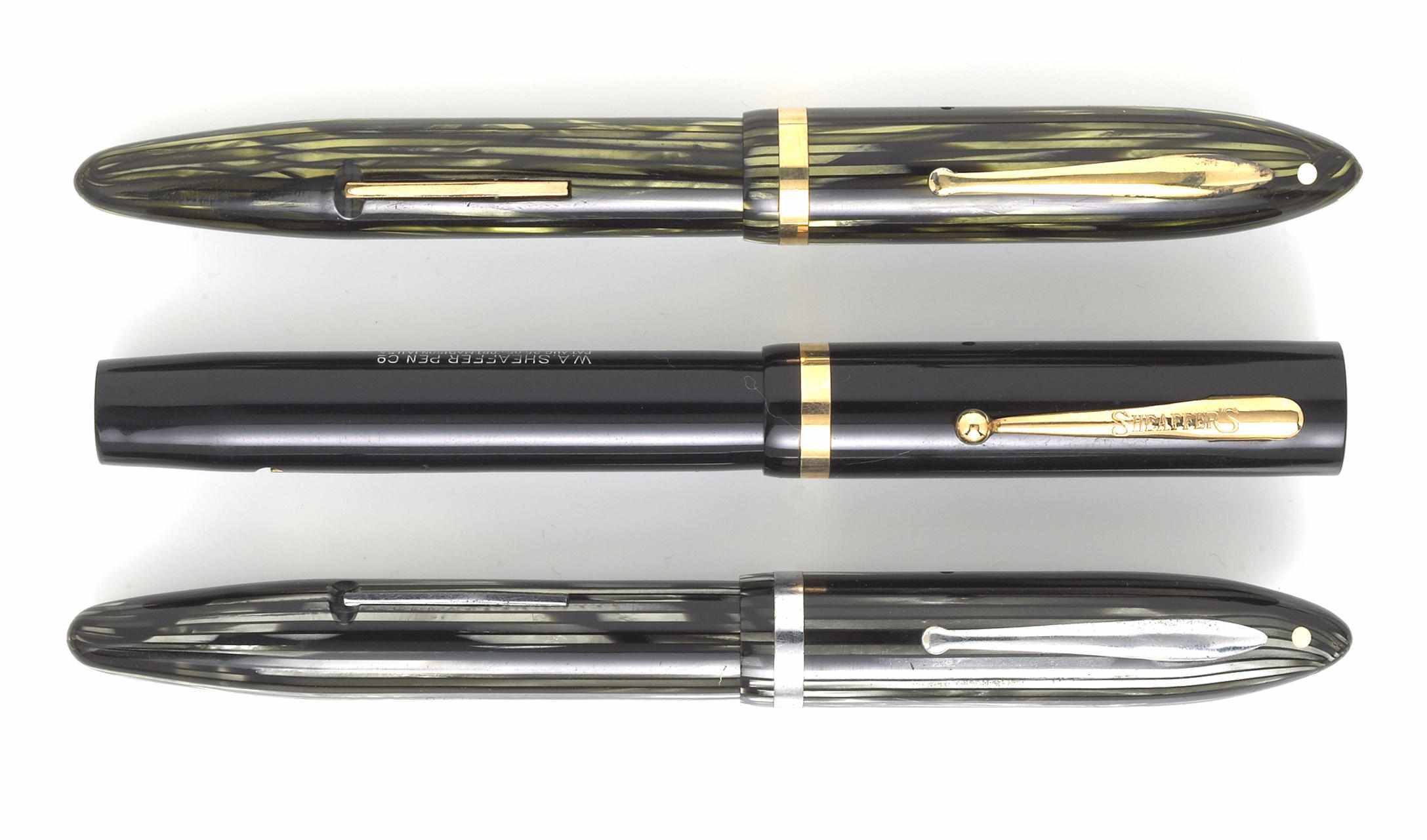 Appraisal: SHEAFFER Lot of Fountain Pens Oversize flattop in black medium