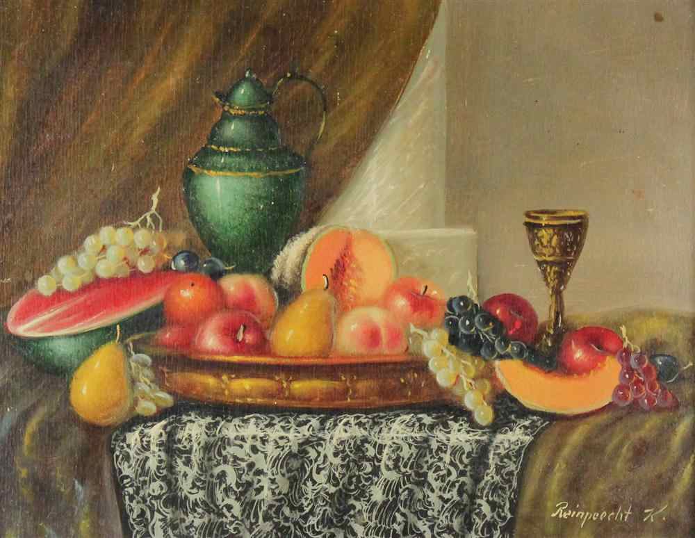 Appraisal: J K REINPRECHT - STILL LIFE WITH FRUIT Oil on