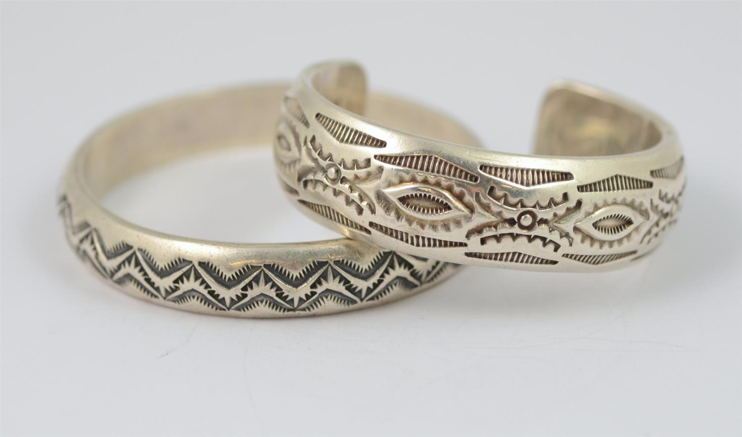 Appraisal: Tahe Family Navajo stampwork bracelets bangle w x - inside