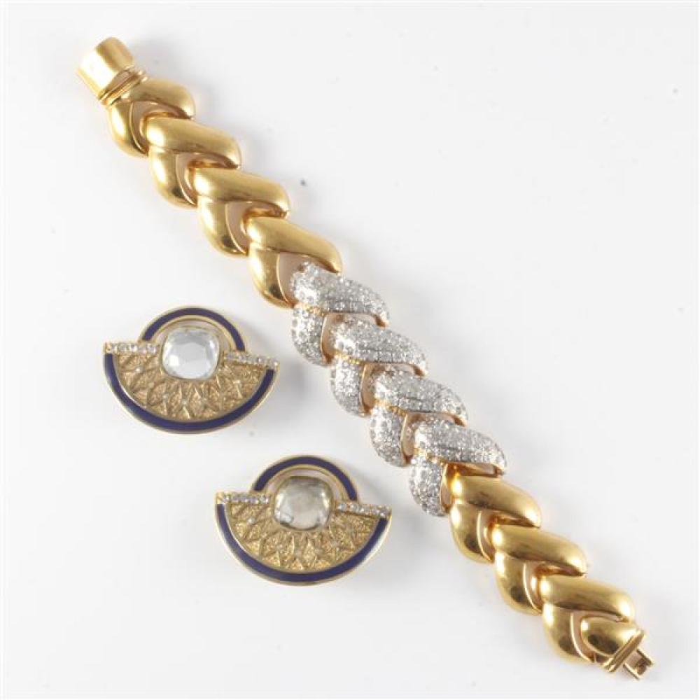 Appraisal: VALENTINO GOLD TONE BRAIDED BRACELET WITH DIAMANTE ACCENTS BALENCIAGA PARIS