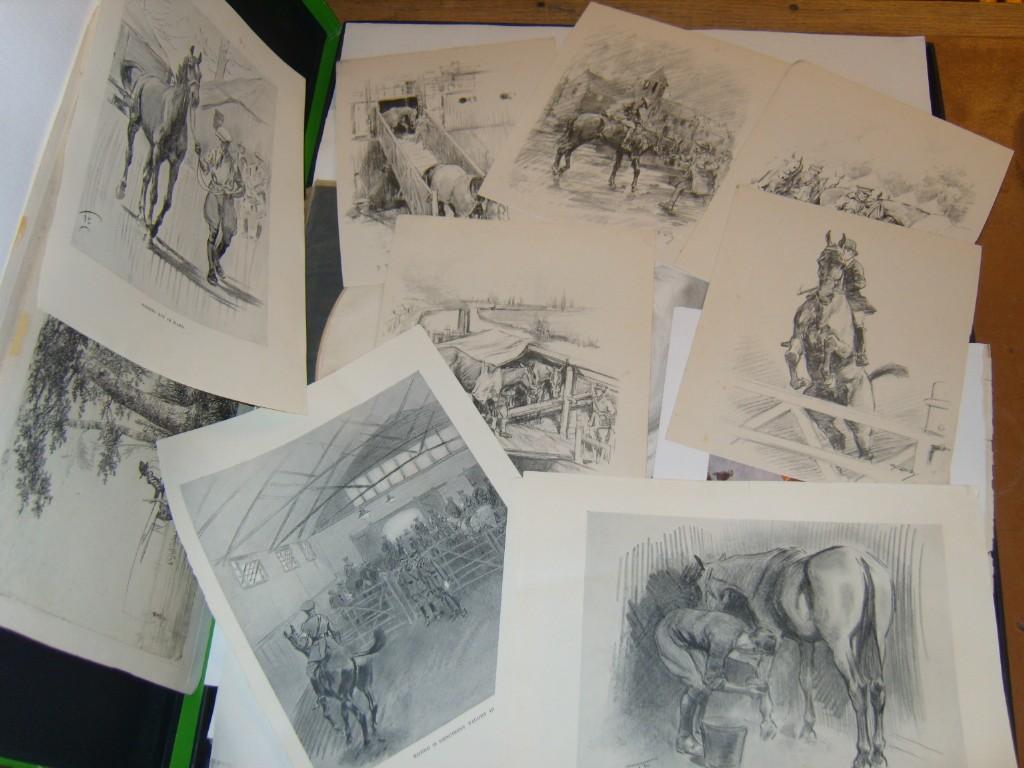 Appraisal: A folio of watercolours and prints and pencil sketches including