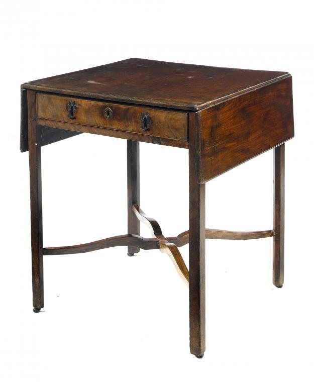 Appraisal: A GEORGE III MAHOGANY PEMBROKE TABLE the moulded rectangular top