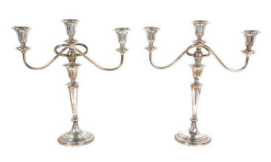 Appraisal: Sale Lot An American Silver Convertible Three-Light Candelabra Gorham MFG