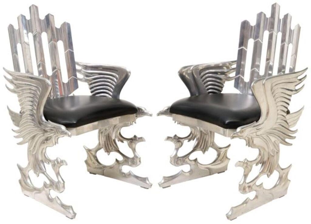 Appraisal: pair Cast aluminum Eagle chairs Ray Lewis from the Fauna