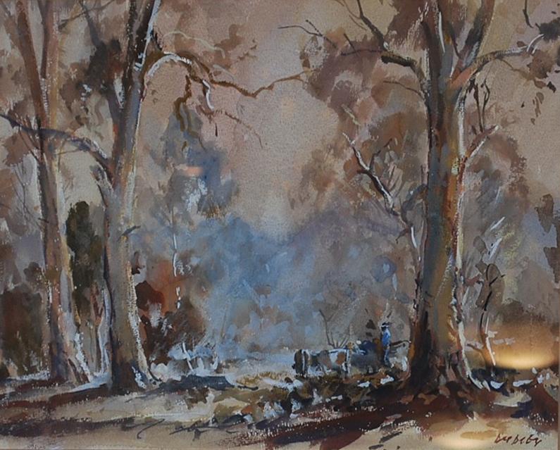 Appraisal: JOHN DUDLEY THROUGH THE TREES GOUACHE AND WATERCOLOUR X CM