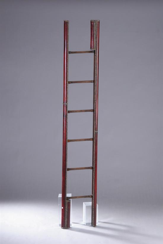 Appraisal: ENGLISH FOLDING LIBRARY STAIRS th century Ladder-form stairs rectangular red