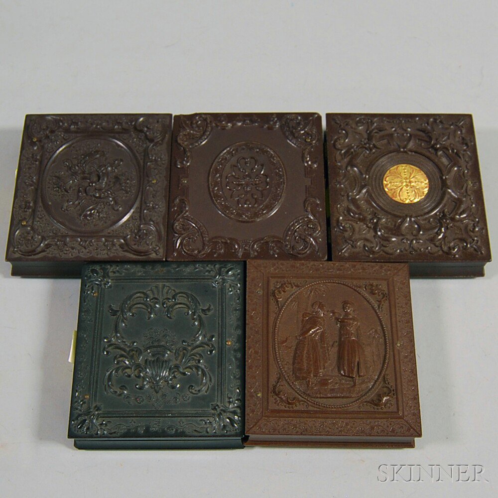 Appraisal: Five Sixth-plate Size Thermoplastic Union Cases four brown a rare