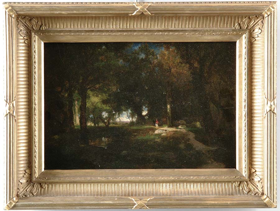 Appraisal: THOMAS MORAN American - A WOODLAND STROLL Fine oil on