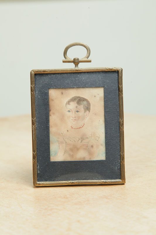 Appraisal: MINIATURE ON PAPER OF A GIRL Attributed to New Hampshire