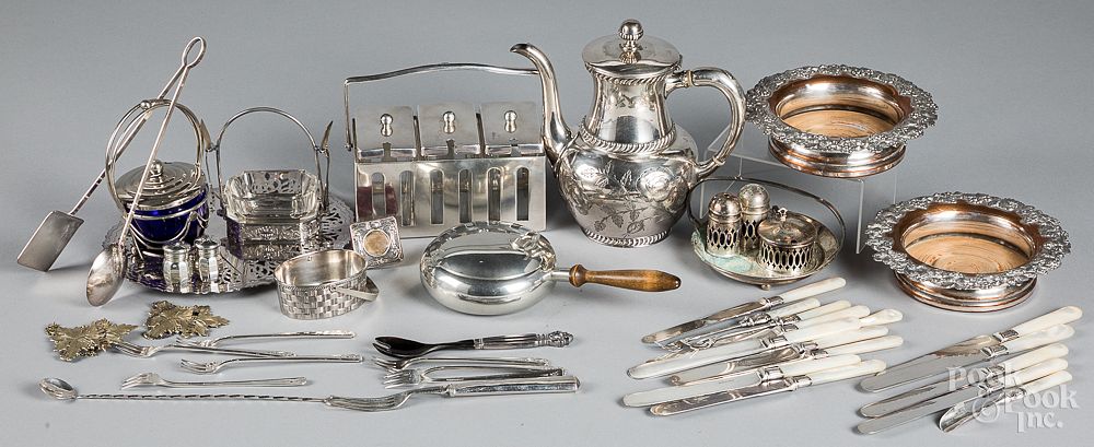 Appraisal: Group of silver and silver plate Group of silver and