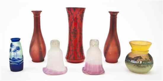 Appraisal: A Collection of Eleven Glass Articles comprising five cabinet vases