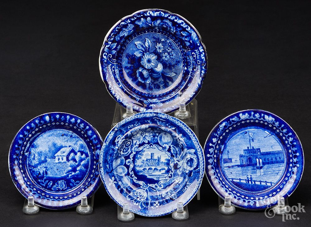 Appraisal: Four Historical blue Staffordshire cup plates Four Historical blue Staffordshire