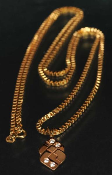 Appraisal: Antique Jewelry K Y Gold Chain with Locket Description Weighs