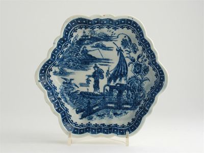 Appraisal: A Caughley teapot stand printed with the 'Fisherman' or 'Pleasure