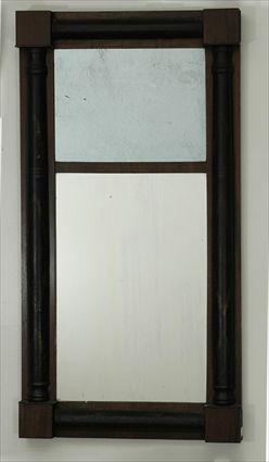 Appraisal: Classical Mahogany Pier Mirror with Gilt-Stenciled Ebonized Balusters x x