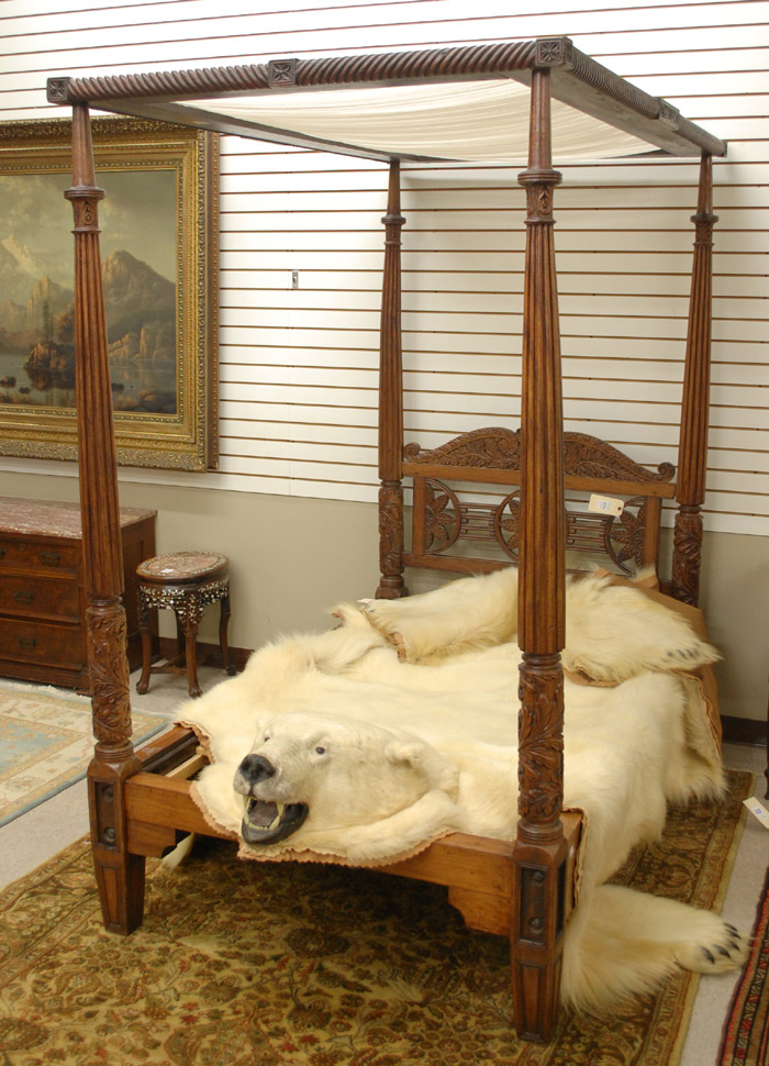 Appraisal: FEDERAL MAHOGANY PLANTATION CANOPY BED WITH RAILS th century a