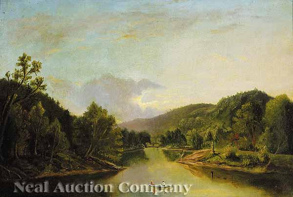 Appraisal: Hudson River School mid- th c Canoeing in the Catskills