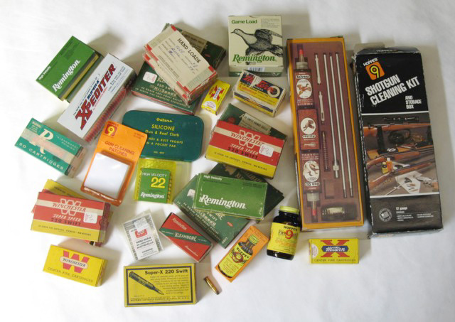 Appraisal: LOT OF AMMUNITION AND GUN CLEANING SUPPLIES cartridges in swift