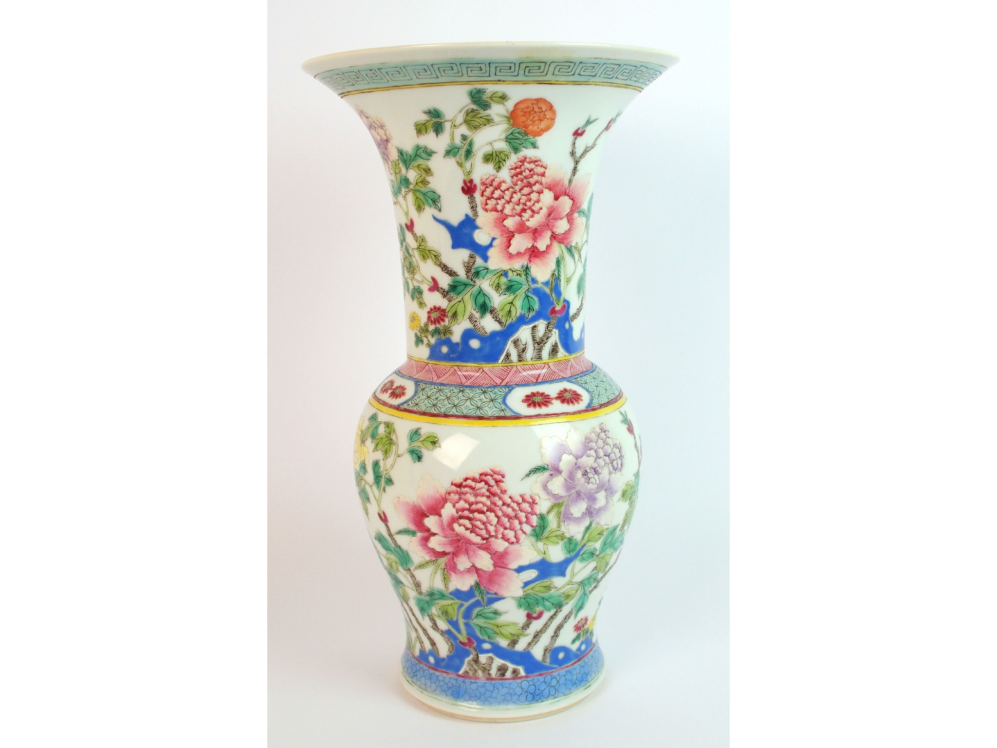 Appraisal: A Chinese famille rose baluster vasepainted with garden flowers and