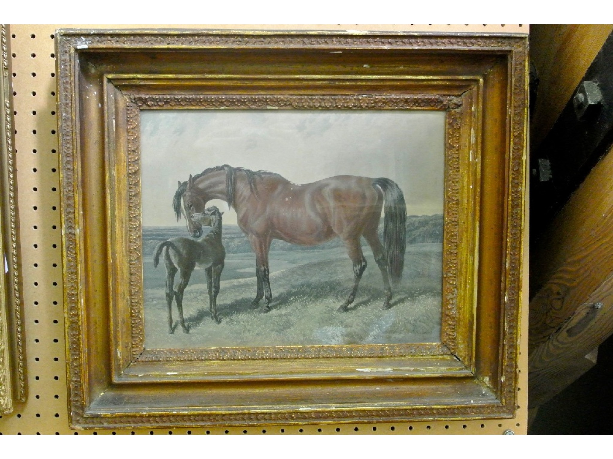 Appraisal: A th century coloured engraving of a mare and foal