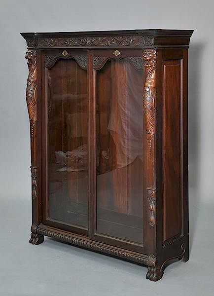 Appraisal: Early th C mahogany double sliding door bookcase Early th