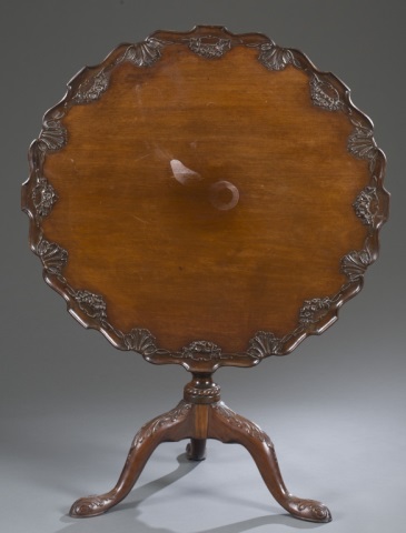 Appraisal: George III Style Tilt Top Tea Table Mahogany Carved and