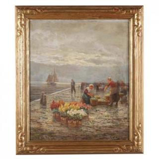 Appraisal: H M Gabriel Dutch th th c Flower Market Along