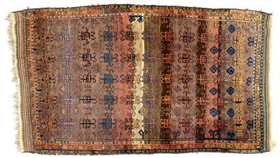 Appraisal: Hand woven Persian rug repeating geometric designs on a varying