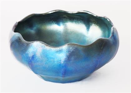 Appraisal: Blue favrile glass candy bowl tiffany new york ny circa