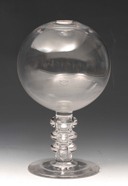 Appraisal: AN OLD ENGLISH GLASS LACE MAKERS LAMP with spherical body