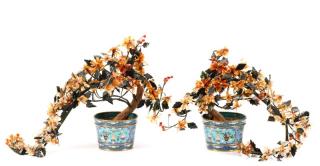 Appraisal: Pair of Peach Chinese th century A pair of Chinese