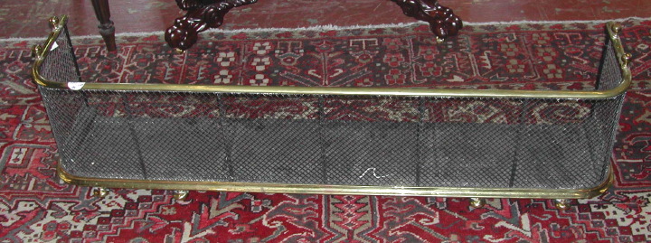 Appraisal: Attractive Edwardian Brass-Mounted Blackened Wire and Sheet-Iron Fireplace Fender first