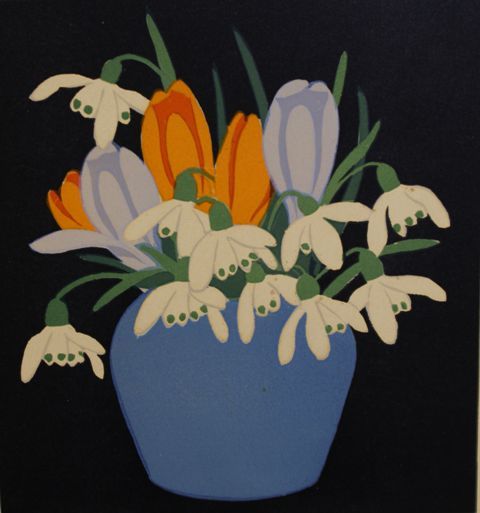 Appraisal: John Hall Thorpe - Crocus and Snowdrops woodblock print signed