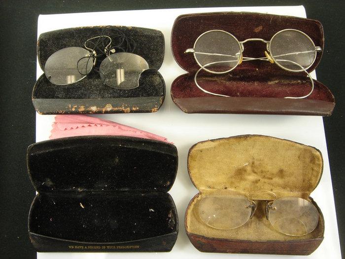 Appraisal: pr antique eyeglasses spectacles with cases Estimate -