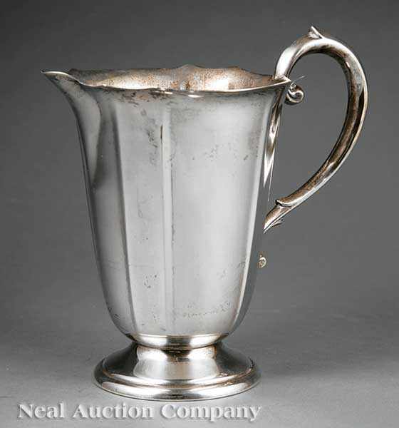 Appraisal: An American Sterling Silver Water Pitcher early th c plain