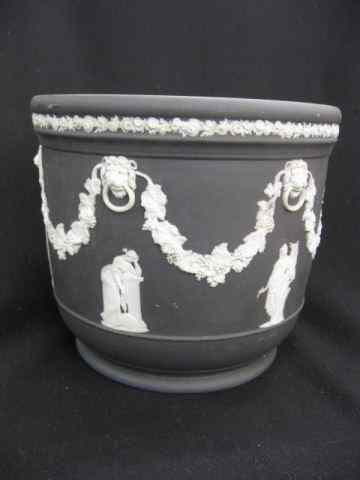 Appraisal: Wedgwood Black Jasperware Jardiniere classical figures lion's head garland decor