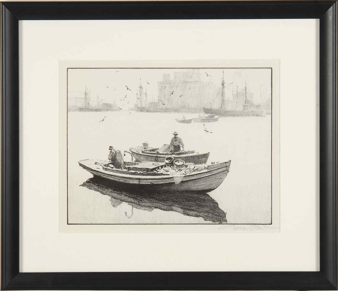 Appraisal: GORDON HOPE GRANTAmerican - Men in boats with a city