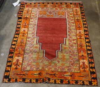 Appraisal: Central Anatolian prayer rug having a stepped mirhab and orange