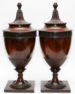 Appraisal: MAHOGANY KNIFE URNS C 'S PAIR MAHOGANY KNIFE URNS C