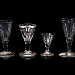 Appraisal: A Group of Three English Wine Stems and an American