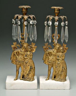 Appraisal: Pair gilt bronze candelabra gilt bronze with standing king and