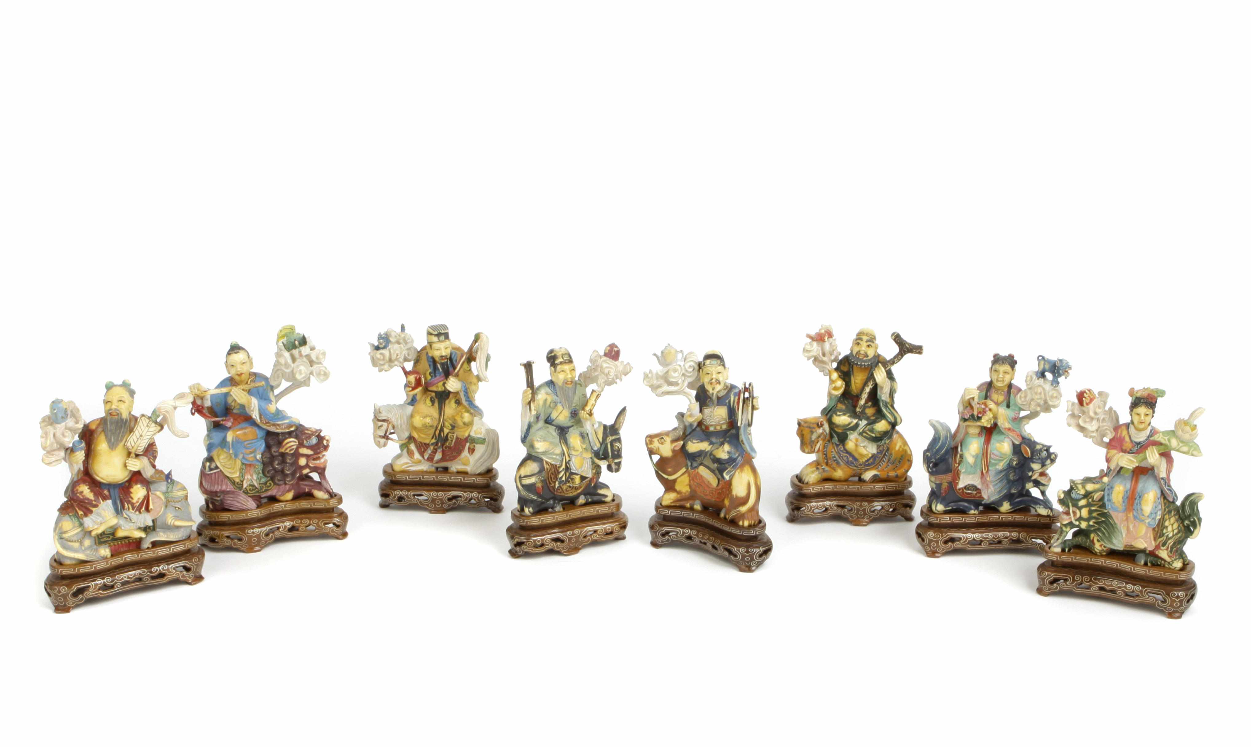 Appraisal: Asian Works of Art A group of eight small polychrome