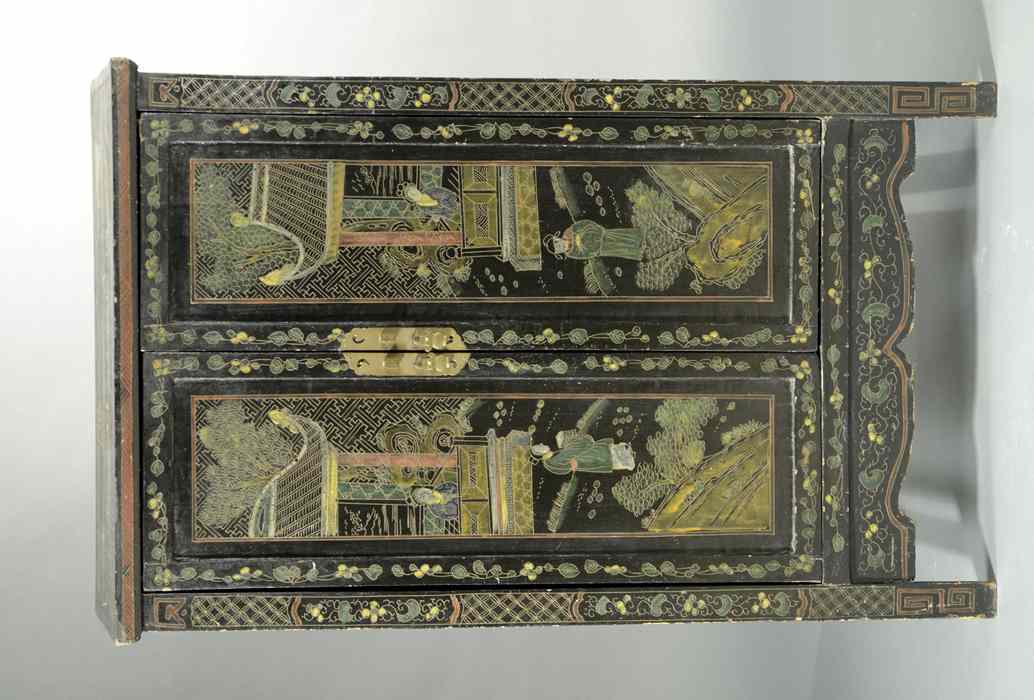 Appraisal: GUANGXU PERIOD CABINET Chinese c - having color pictorial decorated