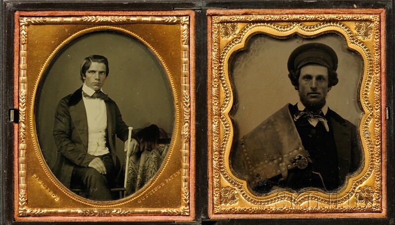 Appraisal: Two Sixth Plate Ambrotype Portraits of Young Men one a