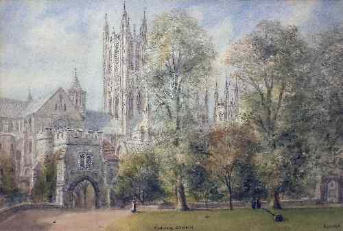 Appraisal: S J Toby Nash - - Watercolour - ''Canterbury Cathedral''