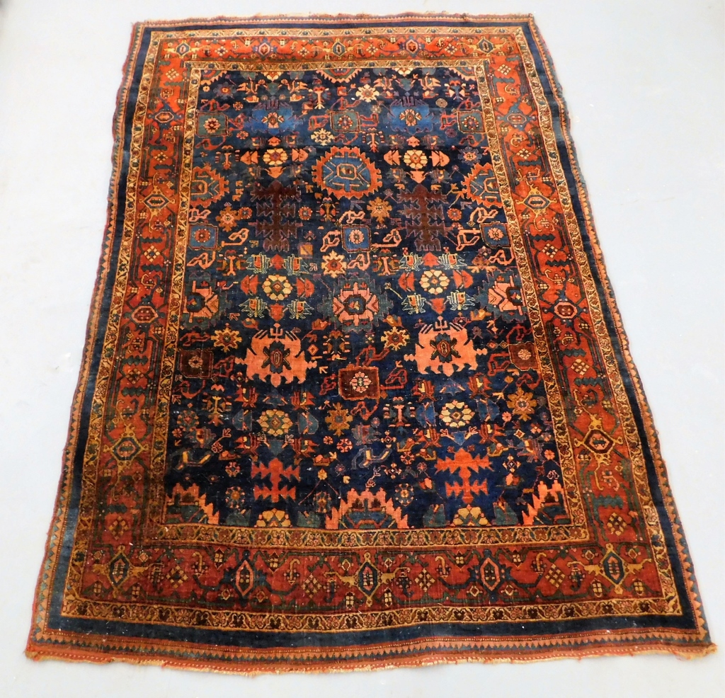 Appraisal: ANTIQUE BIDJAR NAVY RUST CARPET RUG Middle East c Repeating